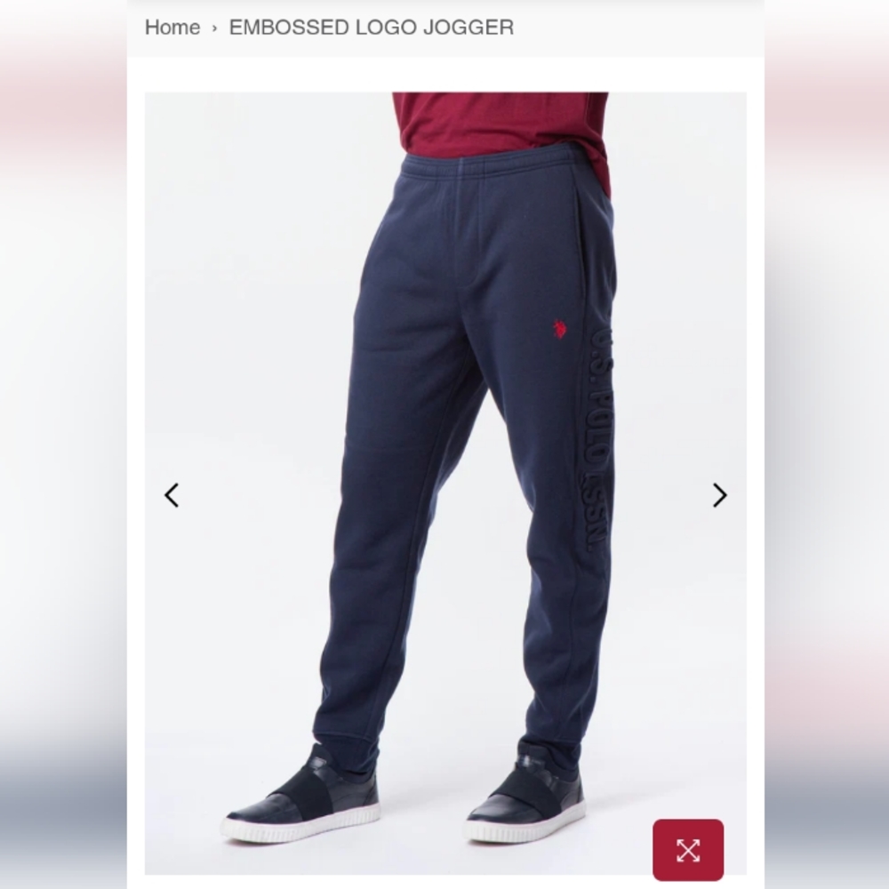 Men's U.S. Polo Ralph Lauren Assn. Jogger Sweatpants Navy Blue & Red Logo NWT